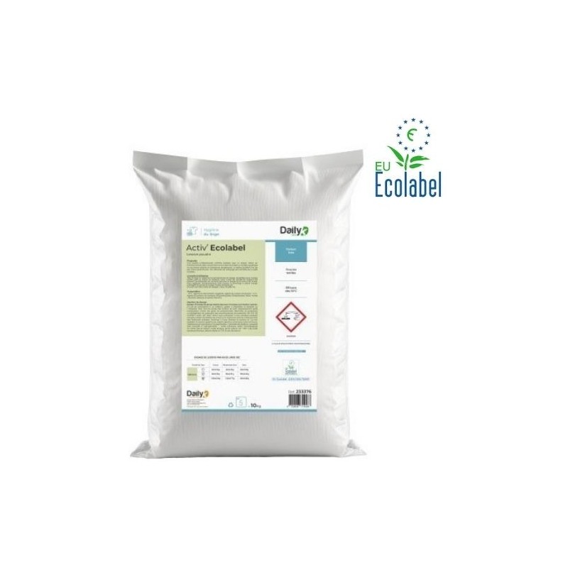 Lessive poudre tous textiles 10kg ACTIV'ECOLABEL DAILYK - Sac 10kg