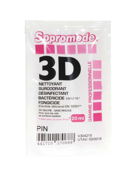 Détergent désinfectant désodorisant  3D pin Sopromode  250 dosettes de 20ml