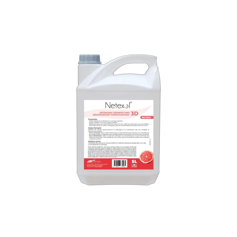 Détergent désinfectant désodorisant Netexol 3d Pamplemousse 5L