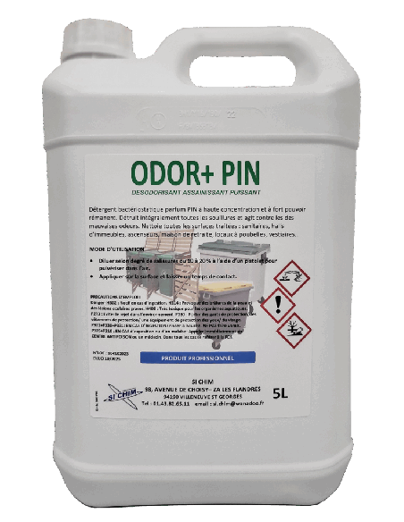 Détergent assainissant  poubelle  à haute concentration SI ODOR + PIN Bidon 5L