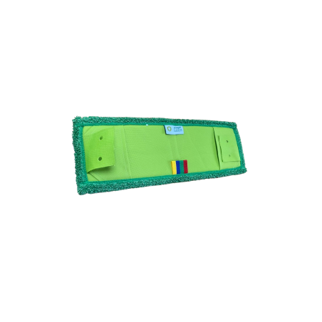 Frange microfibre 40 cm poche et languette verte