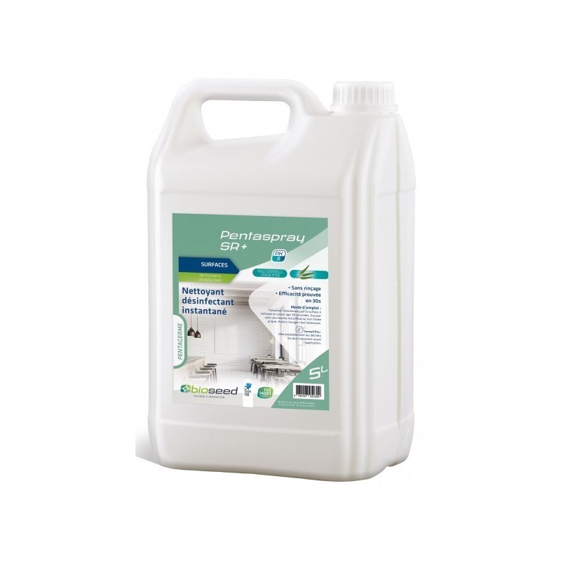 Détergent désinfectant sans rinçage Ecocert Pentaspray SR+ Bidon 5L