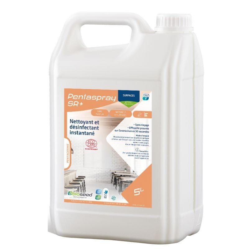 Détergent désinfectant sans parfum sans rinçage Ecocert Pentaspray SR Bidon 5L