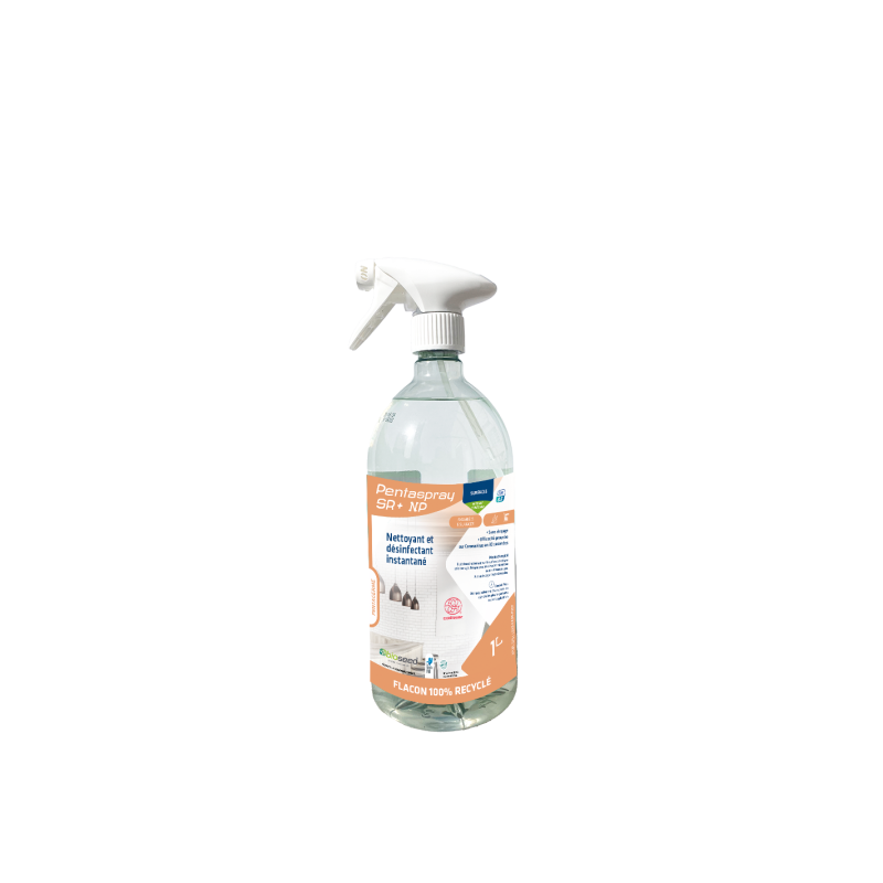 Détergent désinfectant sans parfum sans rinçage Ecocert Pentaspray SR+ Flacon 1L