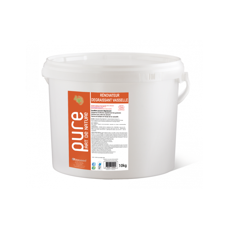 Poudre de trempage dégraissant vaisselle  Ecocert PURERENOV Seau de 10 kg