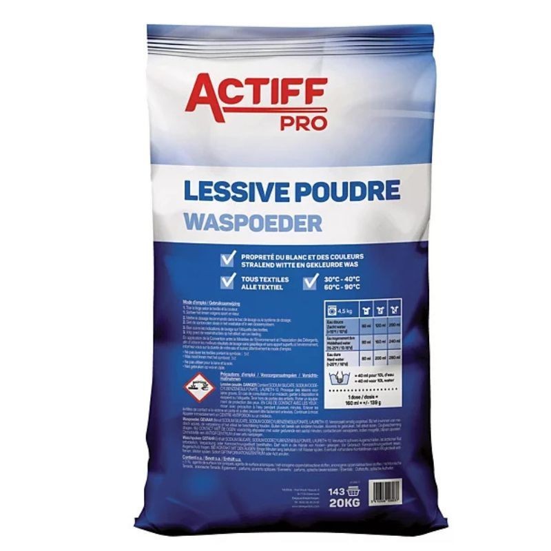 Lessive poudre professionnelle Actiff pro sac de 20kg