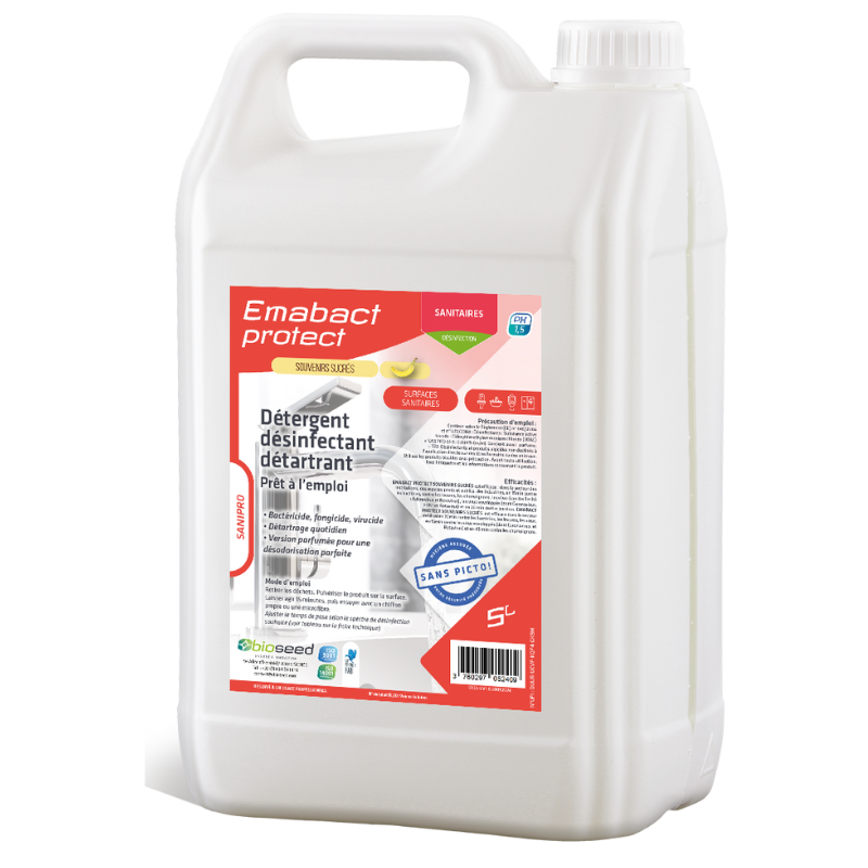 Détergent détartrant  désinfectant Emabact protect Souvenirs sucrés - Bidon de 5L