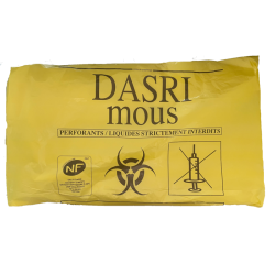 30 L BD 18µ  DASRI jaune  lien coulissant 20rlx de 25 sacs - Carton 500 sacs 