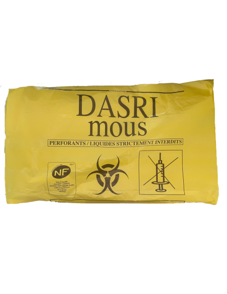 110 L BD 28µ DASRI jaune lien coulissant 10 rlx de 25 sacs - Carton 250 sacs