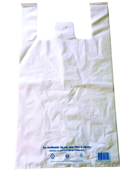 Sac bretelle blanc réutilisable 30x14x54cm - colis de 400