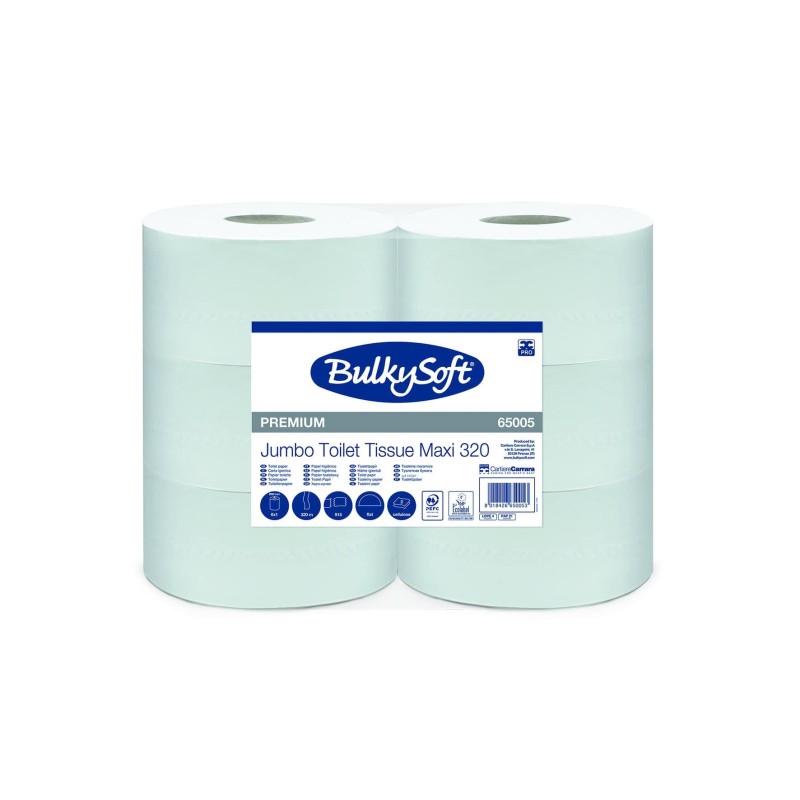 Papier toilette lisse 320m Grand format Pure ouate - lot de 6 bobines