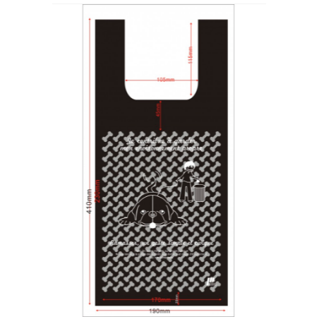 Sac bretelle noir PEHD canin 13µ en rouleau 19x21 Carton de 4000 sacs