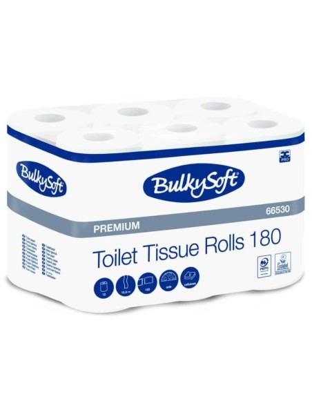 Papier toilette premium Ecolabel Lot de 96 rlx - 2 plis. Dim : 9,8cm x 18 m