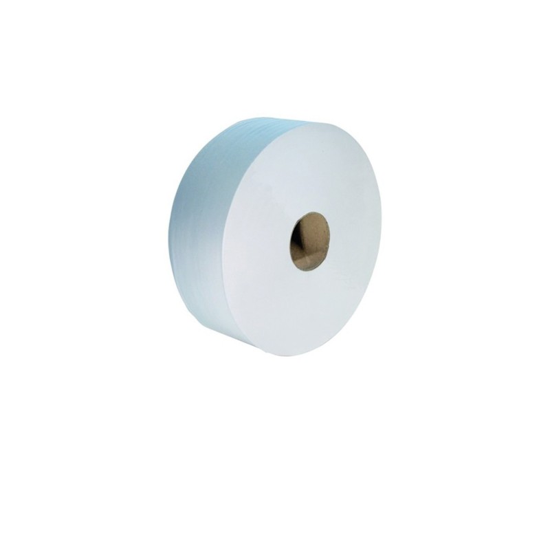 Papier toilette gaufré  blanc  300m recyclé  Grand jumbo - Lot de 6 bobines