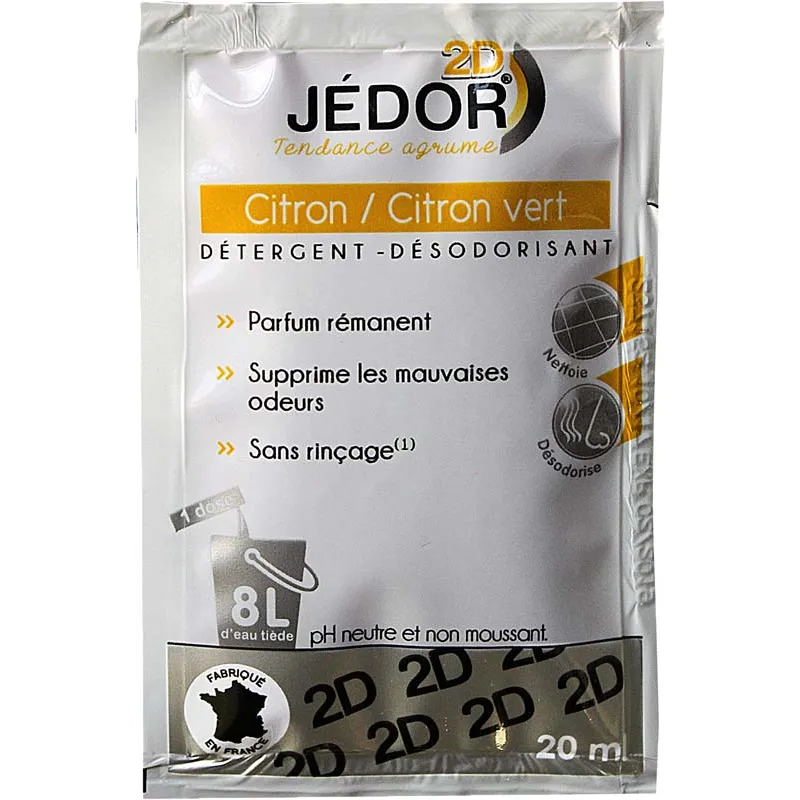 Détergent surodorant  Jedor 2D Citron dosettes 20ml - Ct. de 250
