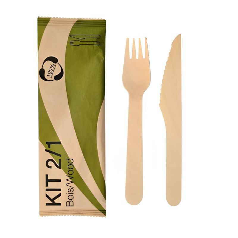 Kit couverts en bois 2/1 (fourchette et couteau)