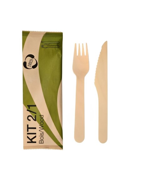 Kit couverts en bois 2/1 (fourchette et couteau)