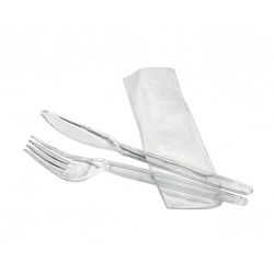 Kit couverts 3/1 en plastique – Lav. et réutilisable – Four/Cout/Serv – Colis de 250