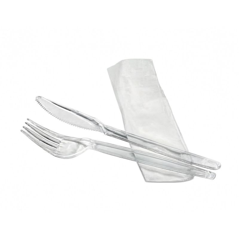 Kit couverts 3/1 en plastique – Lav. et réutilisable – Four/Cout/Serv – Colis de 250