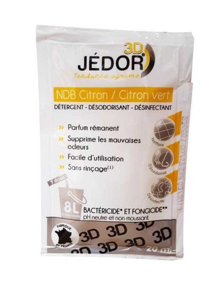 Détergent désinfectant surodorant ,Jedor 3D citron dosettes 20ml - Ct. de 250